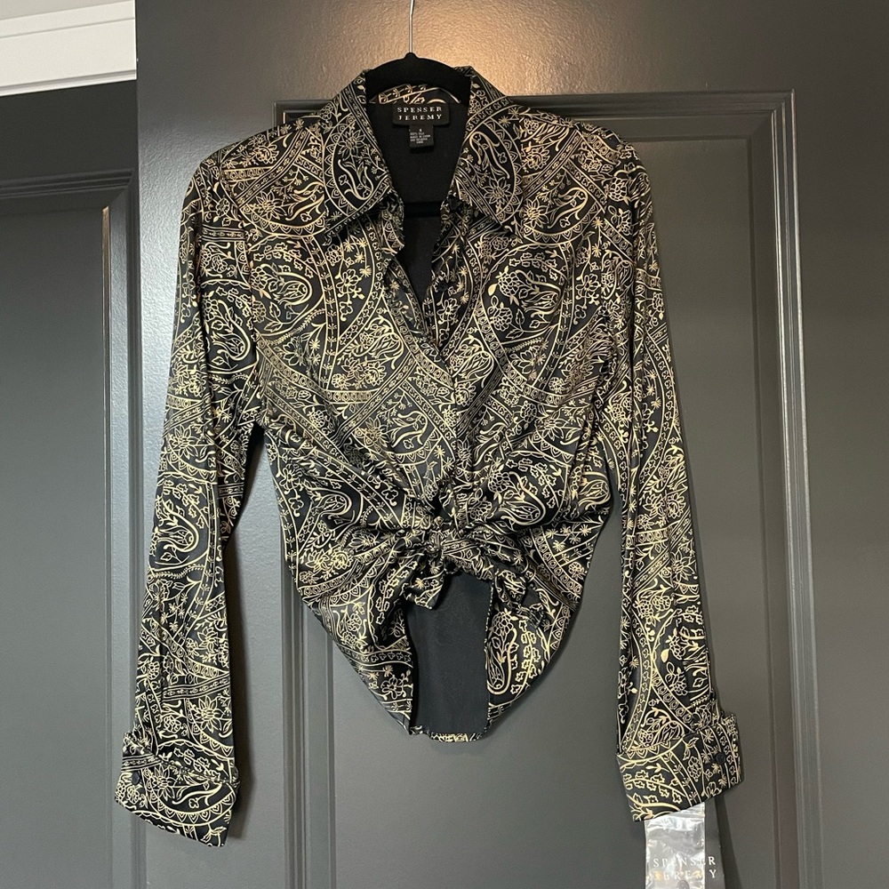 NWT Vintage Silk Button Down Top